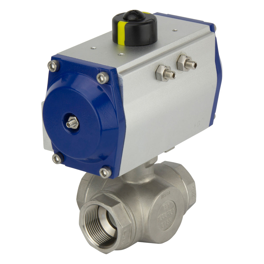 G3'' 3-Way L-port Stainless Steel Pneumatic Ball Valve Double Acting - BL3SA