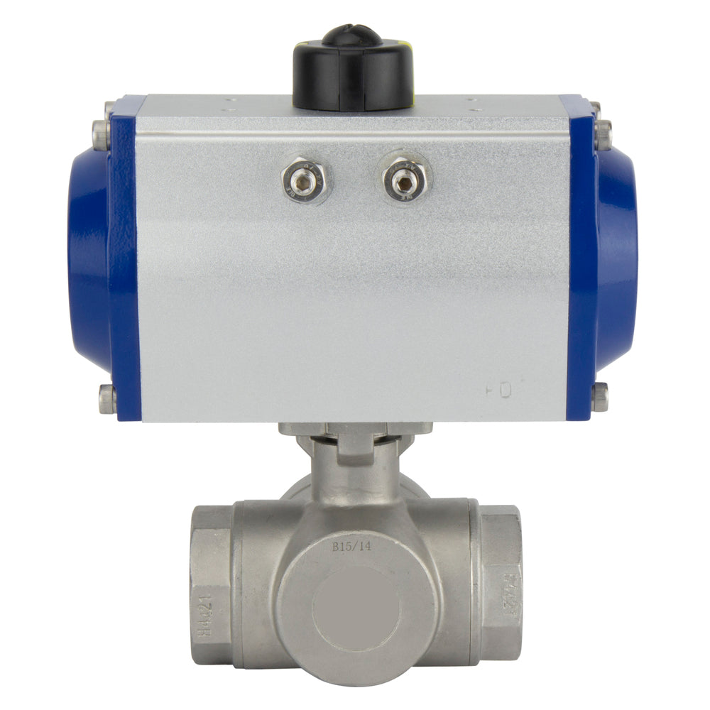 G3'' 3-Way L-port Stainless Steel Pneumatic Ball Valve Double Acting - BL3SA
