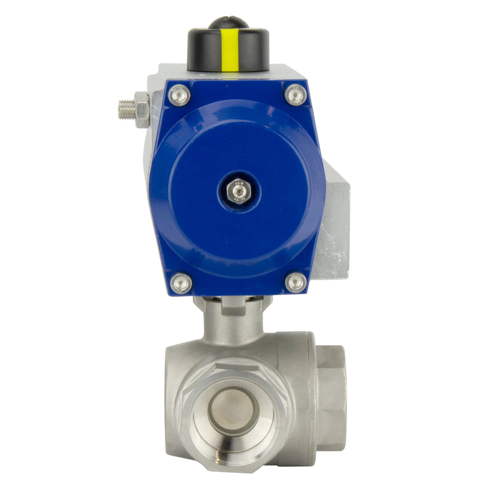 G2-1/2'' 3-Way L-port Stainless Steel Pneumatic Ball Valve Double Acting - BL3SA