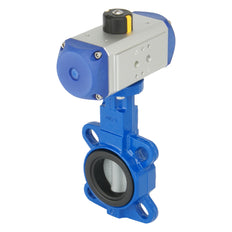 DN25 (1 inch) Wafer Pneumatic Butterfly Valve GG25-Stainless Steel-NBR Double Acting - BFLW