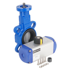 DN80 (3 inch) Wafer Pneumatic Butterfly Valve GGG40-Stainless Steel-FKM Double Acting - BFLW