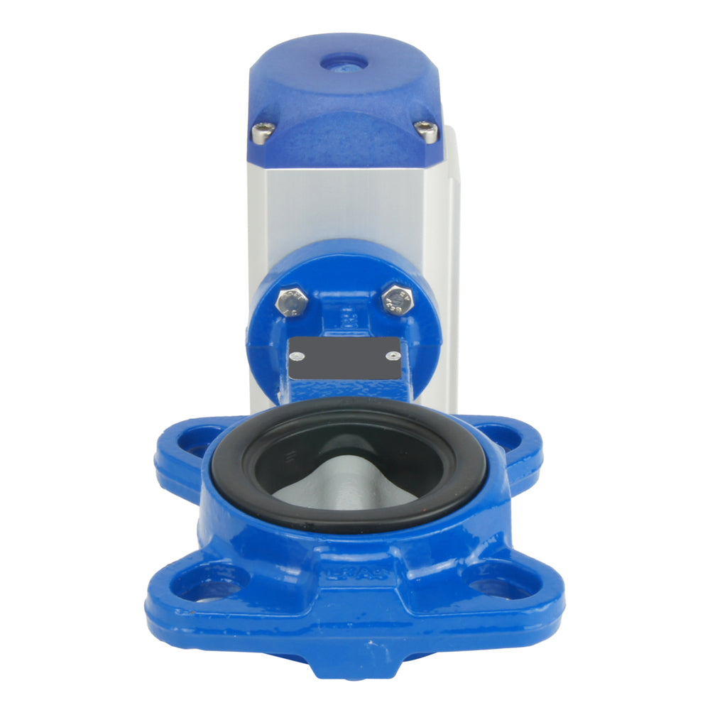 DN65 (2-1/2 inch) Wafer Pneumatic Butterfly Valve Stainless Steel-Stainless Steel-FKM Double Acting - BFLW