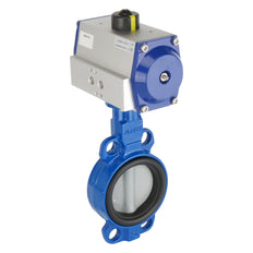 DN65 (2-1/2 inch) Wafer Pneumatic Butterfly Valve GGG40-Stainless Steel-EPDM Spring Open - BFLW