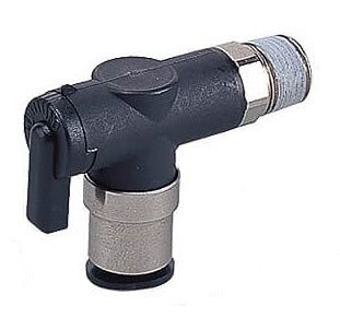 válvula de bola de 2 vías con codo de 4mm - R1/8" Serie 10