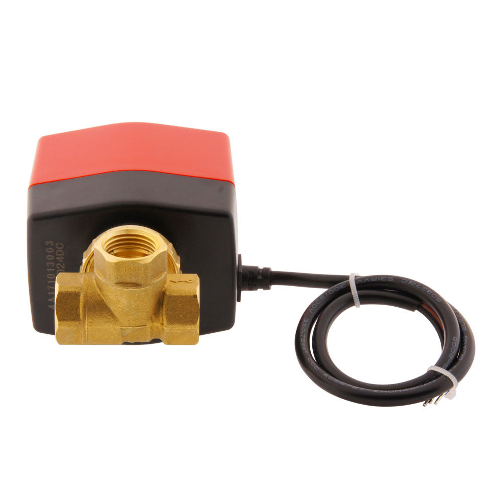 Válvula de bola electrica BW3 1/2'' 3 vías 12V DC 3 puntos