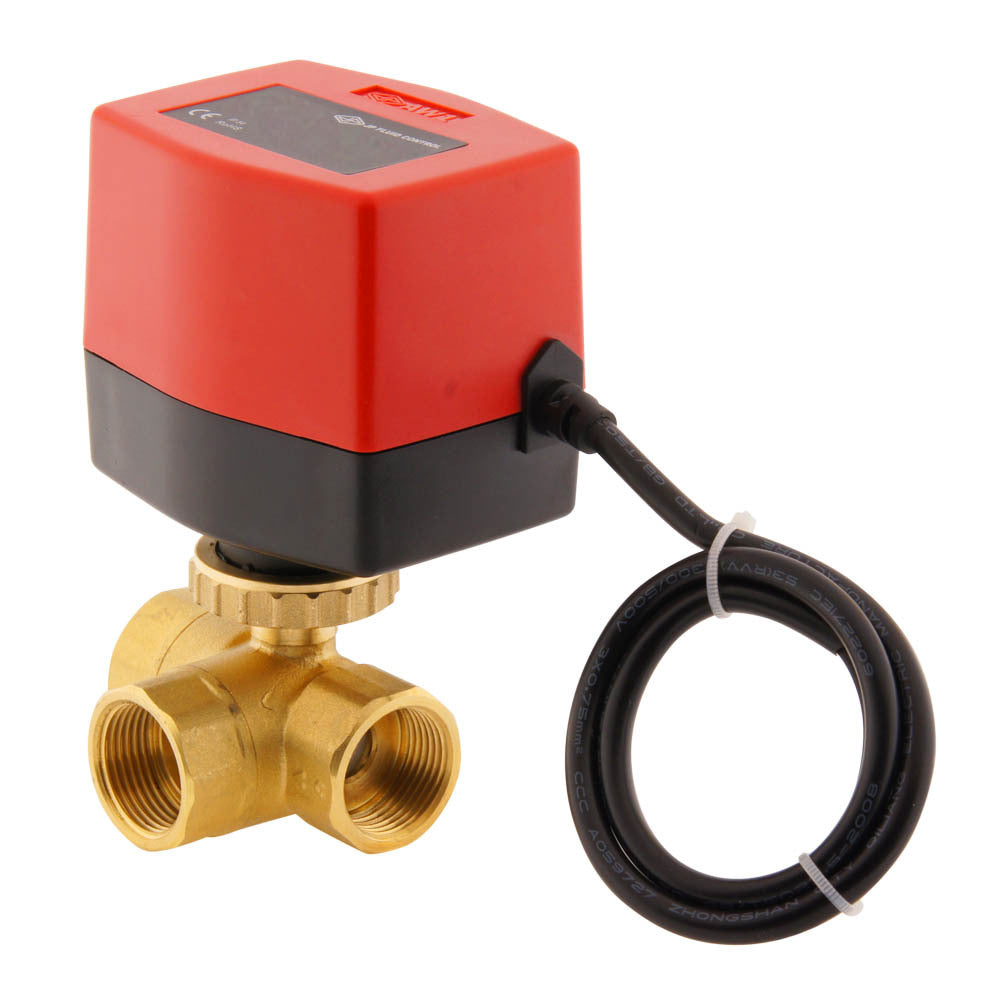 Válvula de bola electrica BW3 3/4'' 3 vías 24V AC 3 puntos