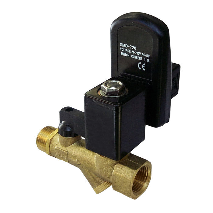 Analog electronic condensate drain 1/2'' 24V DC brass - ball valve - strainer