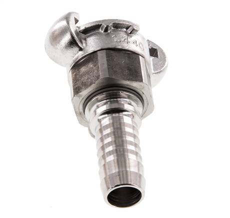 Acero inoxidable DN 15 DIN 3238 Acoplamiento de garras giratorio Barra de manguera de 19 mm (3/4'')