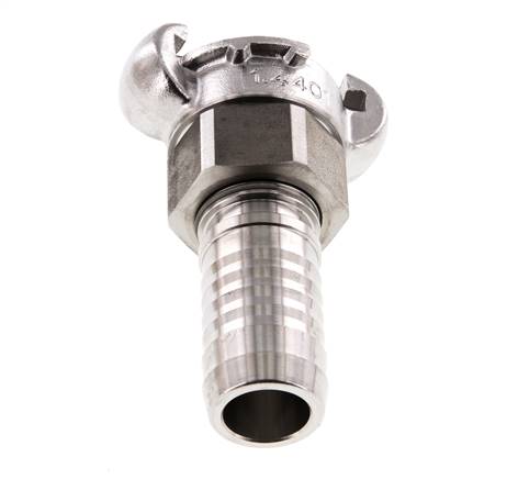 Acoplamiento de garras giratorio de acero inoxidable DN 18 DIN 3238 Barra de manguera de 25 mm (1'')