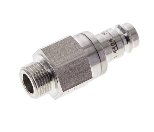 Stainless Steel 316L DN 10 Air Coupling Plug G 3/8 inch Male Double Shut-Off