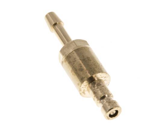 Brass DN 2.7 (Micro) Air Coupling Plug 3 mm Hose Pillar Double Shut-Off