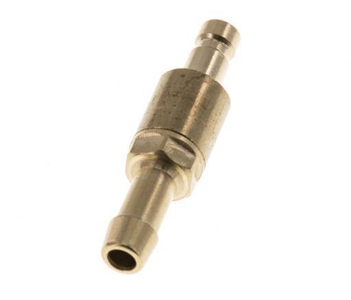 Brass DN 2.7 (Micro) Air Coupling Plug 5 mm Hose Pillar Double Shut-Off