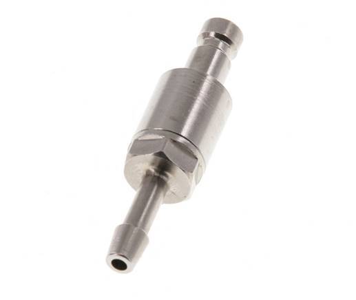 Nickel-plated Brass DN 2.7 (Micro) Air Coupling Plug 3 mm Hose Pillar Double Shut-Off