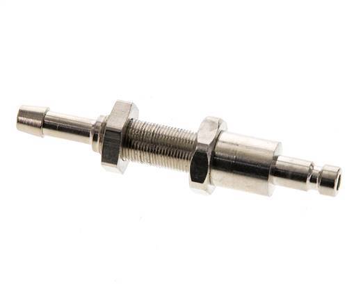 Nickel-plated Brass DN 2.7 (Micro) Air Coupling Plug 4 mm Hose Pillar Bulkhead Double Shut-Off