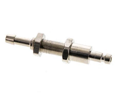 Nickel-plated Brass DN 2.7 (Micro) Air Coupling Plug 4 mm Hose Pillar Bulkhead Double Shut-Off