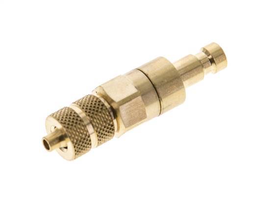 Brass DN 2.7 (Micro) Air Coupling Plug 3x4.3 mm Union Nut Double Shut-Off