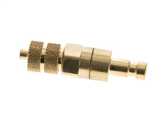 Brass DN 2.7 (Micro) Air Coupling Plug 3x4.3 mm Union Nut Double Shut-Off