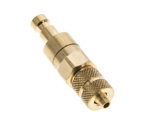 Brass DN 2.7 (Micro) Air Coupling Plug 3x4.3 mm Union Nut Double Shut-Off