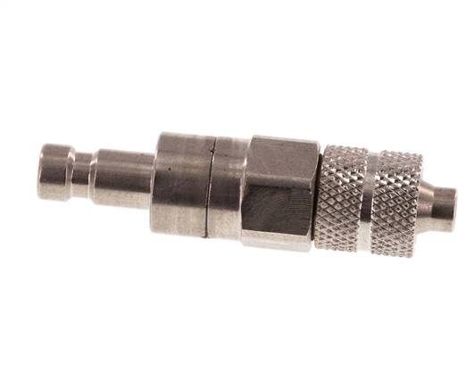 Acero inoxidable DN 2,7 (Micro) Acoplamiento de aire Tapón 4x6 mm Tuerca de unión Doble cierre