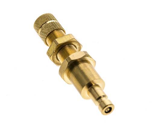 Brass DN 2.7 (Micro) Air Coupling Plug 3x4.3 mm Union Nut Bulkhead Double Shut-Off