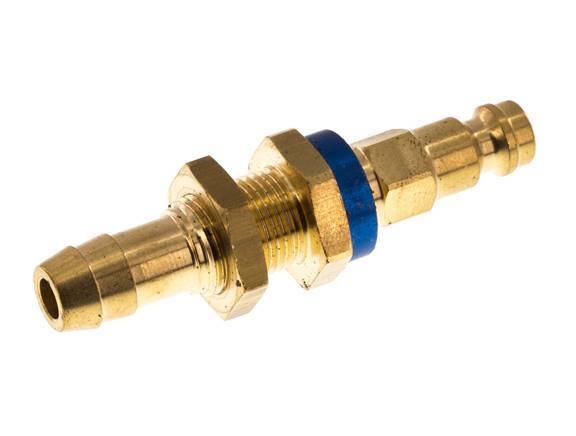 Brass DN 5 Blue-Coded Air Coupling Plug 9 mm Hose Pillar Bulkhead