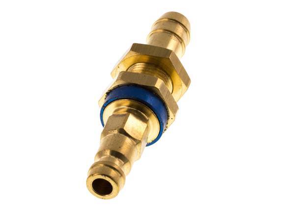 Brass DN 5 Blue-Coded Air Coupling Plug 9 mm Hose Pillar Bulkhead