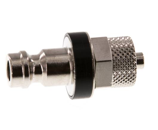 Latón niquelado DN 5 Negro Tapón de acoplamiento de aire 4x6 mm Tuerca de unión