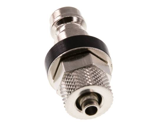 Latón niquelado DN 5 Negro Tapón de acoplamiento de aire 4x6 mm Tuerca de unión