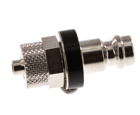 Latón niquelado DN 5 Negro Tapón de acoplamiento de aire 4x6 mm Tuerca de unión