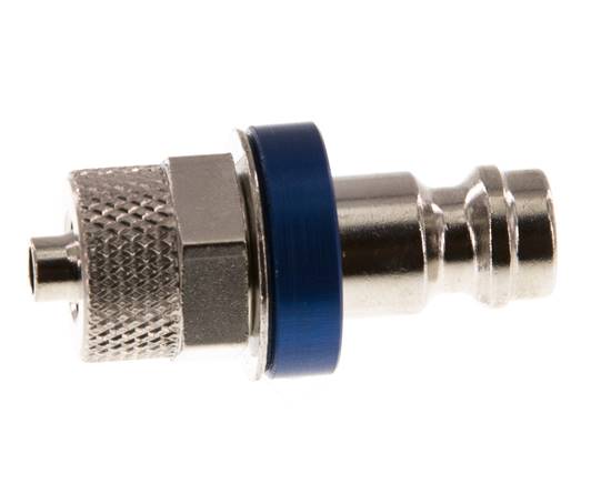 Latón niquelado DN 5 Azul Tapón de acoplamiento de aire 4x6 mm Tuerca de unión