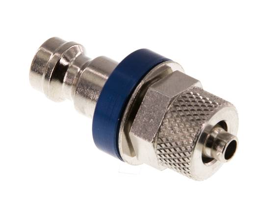 Latón niquelado DN 5 Azul Tapón de acoplamiento de aire 4x6 mm Tuerca de unión