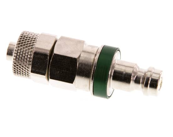 Latón niquelado DN 5 Verde Tapón de acoplamiento de aire 6x8 mm Tuerca de unión Doble cierre
