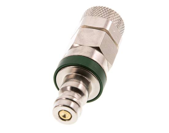 Latón niquelado DN 5 Verde Tapón de acoplamiento de aire 6x8 mm Tuerca de unión Doble cierre