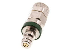 Latón niquelado DN 5 Verde Tapón de acoplamiento de aire 6x8 mm Tuerca de unión Doble cierre