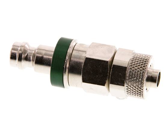Latón niquelado DN 5 Verde Tapón de acoplamiento de aire 6x8 mm Tuerca de unión Doble cierre