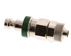 Latón niquelado DN 5 Verde Tapón de acoplamiento de aire 6x8 mm Tuerca de unión Doble cierre