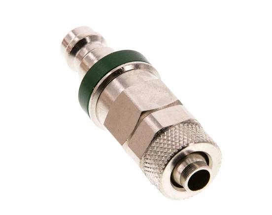 Latón niquelado DN 5 Verde Tapón de acoplamiento de aire 6x8 mm Tuerca de unión Doble cierre