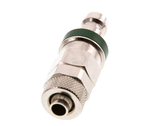 Latón niquelado DN 5 Verde Tapón de acoplamiento de aire 6x8 mm Tuerca de unión Doble cierre