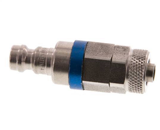 Acero inoxidable DN 5 Azul Tapón de acoplamiento de aire 6x8 mm Tuerca de unión Doble cierre