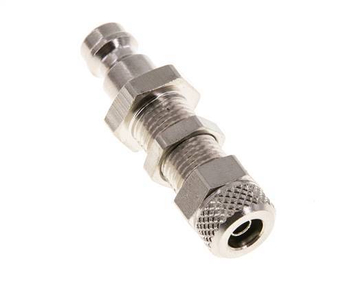 Nickel-plated Brass DN 5 Air Coupling Plug 4x6 mm Union Nut Bulkhead