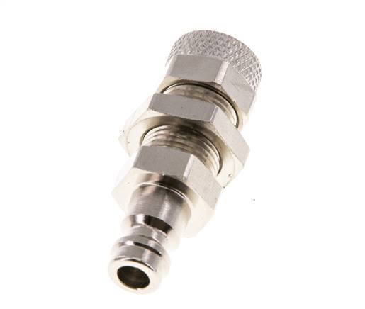 Latón niquelado Tapón de acoplamiento de aire DN 5 Tuerca de unión 6x8 mm Pasamuros