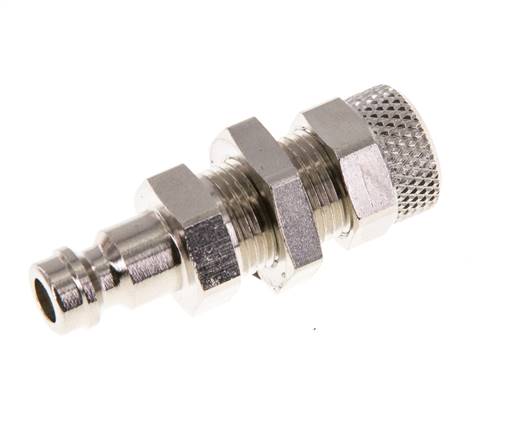 Latón niquelado Tapón de acoplamiento de aire DN 5 Tuerca de unión 6x8 mm Pasamuros