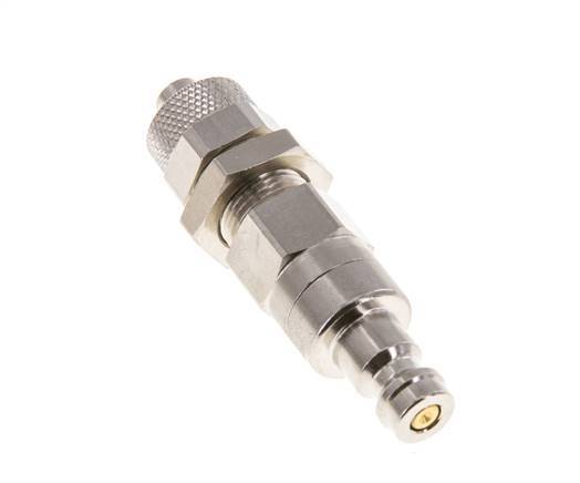 Nickel-plated Brass DN 5 Air Coupling Plug 6x8 mm Union Nut Bulkhead Double Shut-Off
