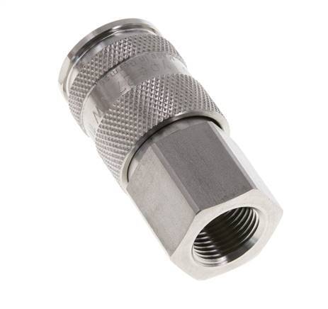 Stainless Steel 316L DN 10 Air Coupling Socket G 3/8 inch Female Double Shut-Off