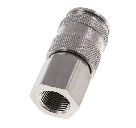 Stainless Steel 316L DN 10 Air Coupling Socket G 3/8 inch Female Double Shut-Off