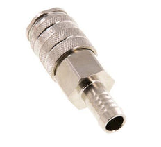 Nickel-plated Brass DN 10 Air Coupling Socket 13 mm Hose Pillar Double Shut-Off