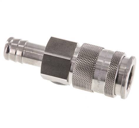 Stainless steel DN 10 Air Coupling Socket 13 mm Hose Pillar Double Shut-Off