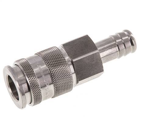 Stainless steel DN 10 Air Coupling Socket 13 mm Hose Pillar Double Shut-Off