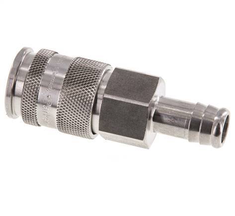 Stainless steel DN 10 Air Coupling Socket 13 mm Hose Pillar Double Shut-Off