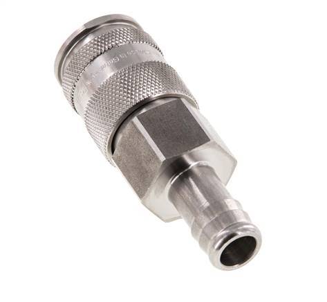 Stainless steel DN 10 Air Coupling Socket 13 mm Hose Pillar Double Shut-Off